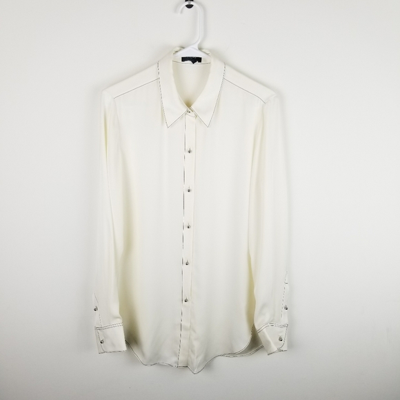 Theory Sunaya B Silk Blouse Button Front Ivory - Picture 2 of 6